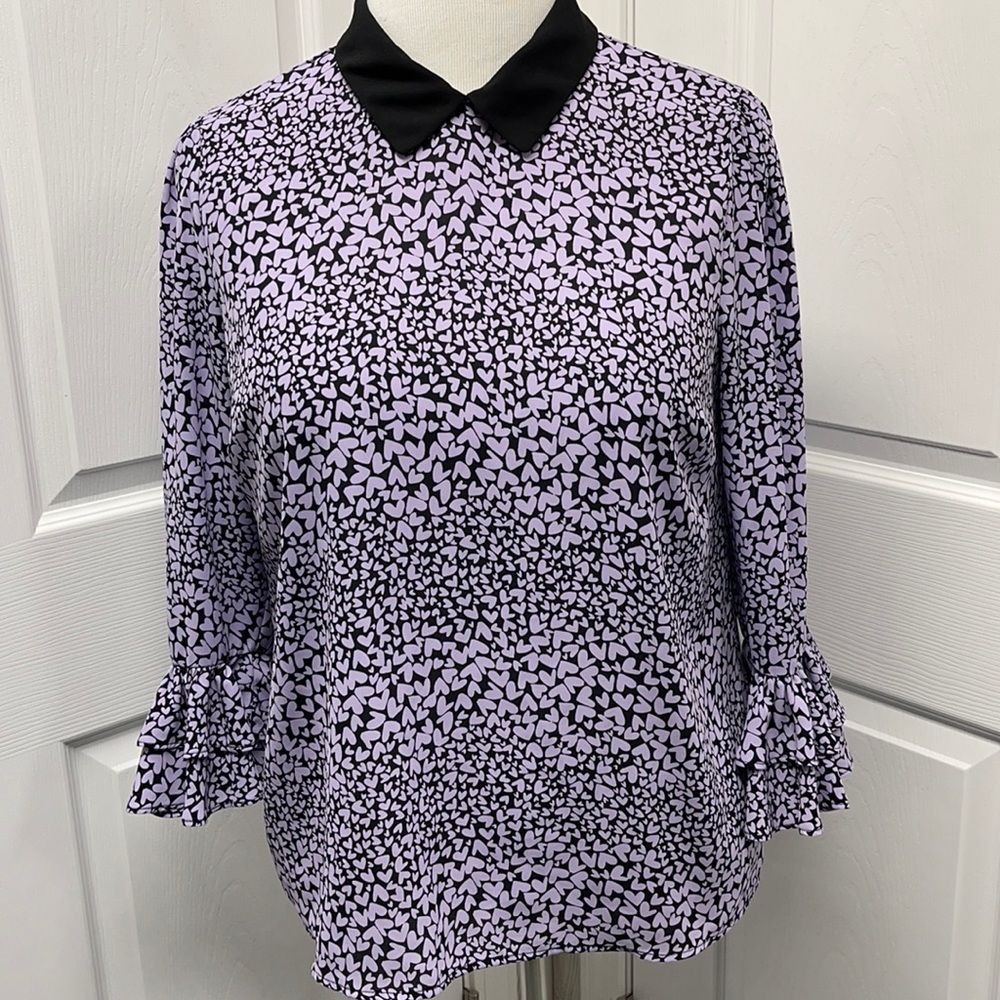 Elle Black & Purple Heart Blouse Medium